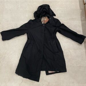 BURBERRY Women's Hooded Trench Coat Size 6 In Black